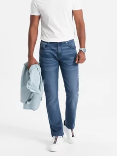 Spodnie męskie - Spodnie męskie jeansowe STRAIGHT LEG - niebieskie V3 OM-PADP-0133 - grafika 1