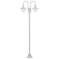 Lampy ogrodowe - vidaXL Latarnia ogrodowa 2-punktowa, 220 cm, aluminium, E27, biała - miniaturka - grafika 1