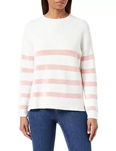 Vila Women's VIRIL Stripe L/S Knit TOP-NOOS kurtka dzianinowa, White Alyssum/Stripes: Tigerlilly, XXL, White Alyssum/Stripes: tigerlilly, XXL - Kurtki damskie - miniaturka - grafika 1