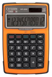 Citizen Kalkulator wodoodporny WR-3000, 152x105mm, pomarańczowy CI-WR3000NRORE - Kalkulatory - miniaturka - grafika 1
