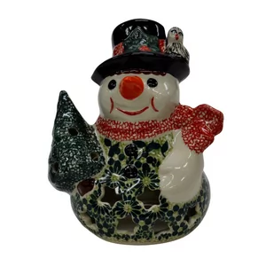 Ceramiczny bałwan mały Ceramika Bolesławiec - Ozdoby bożonarodzeniowe - miniaturka - grafika 1