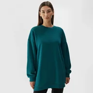 Bluzy sportowe damskie - Damska bluza dresowa nierozpinana bez kaptura 4F 4FAW23TSWSF0764 - zielona - miniaturka - grafika 1