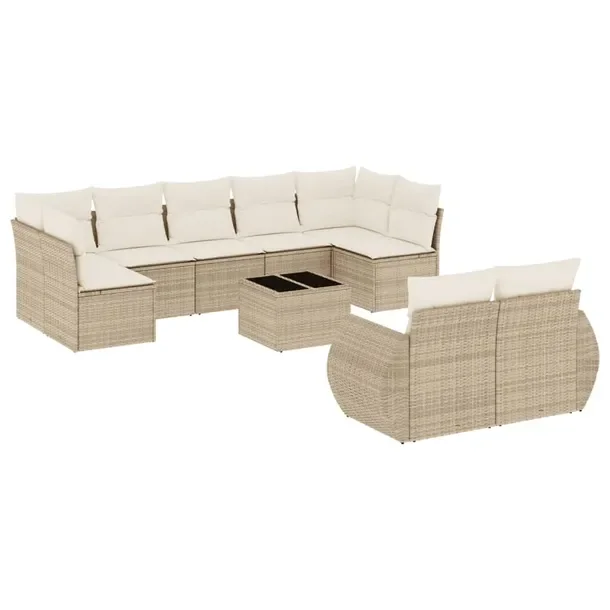 Zestaw mebli ogrodowych modułowych beżowy z rattanem PE 71 x 62 x 69 cm