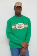 Bluzy męskie - Lacoste bluza bawełniana męska kolor zielony z nadrukiem - miniaturka - grafika 1
