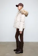 Kurtki damskie - Stradivarius Kurtka pikowana z Kapturem Szary S - miniaturka - grafika 1