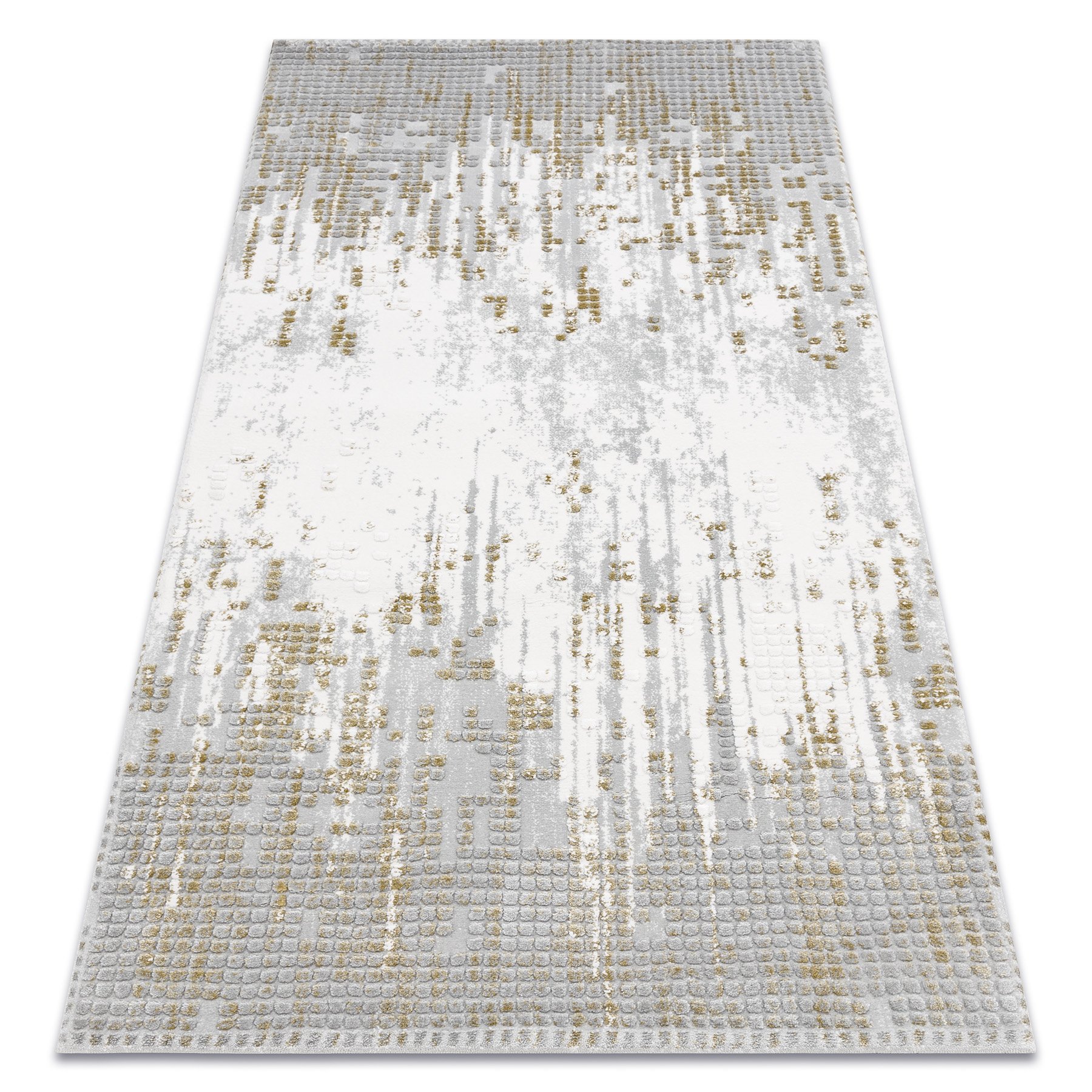 Dywan AKRYL VALS 8376 Geometryczny przestrzenny 3D szary / zielony 240x340 cm