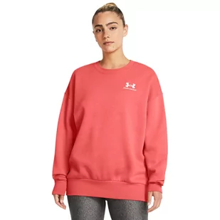 Damska bluza dresowa nierozpinana bez kaptura Under Armour Essential Flc OS Crew - różowa - UNDER ARMOUR - Koszulki sportowe damskie - miniaturka - grafika 1