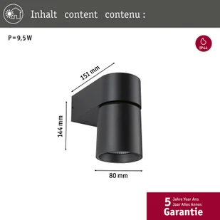 Paulmann kinkiet zewnętrzny LED Kimu, antracyt, 2 200 K - Lampy ogrodowe - miniaturka - grafika 3