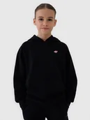 Bluzy dla dziewczynek - 4F Bluza dresowa nierozpinana z kapturem dziewczęca - czarna 122 (6-7 lat) - miniaturka - grafika 1