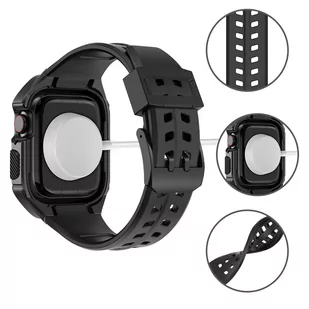 Kingxbar CYF136 2w1 pancerne etui Apple Watch SE, 6, 5, 4 (44 mm) ze stali nierdzewnej z paskiem czarne - Akcesoria do smartwatchy - miniaturka - grafika 4