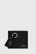 Portfele - Armani Exchange portfel i brelok skórzany męski kolor czarny - miniaturka - grafika 1