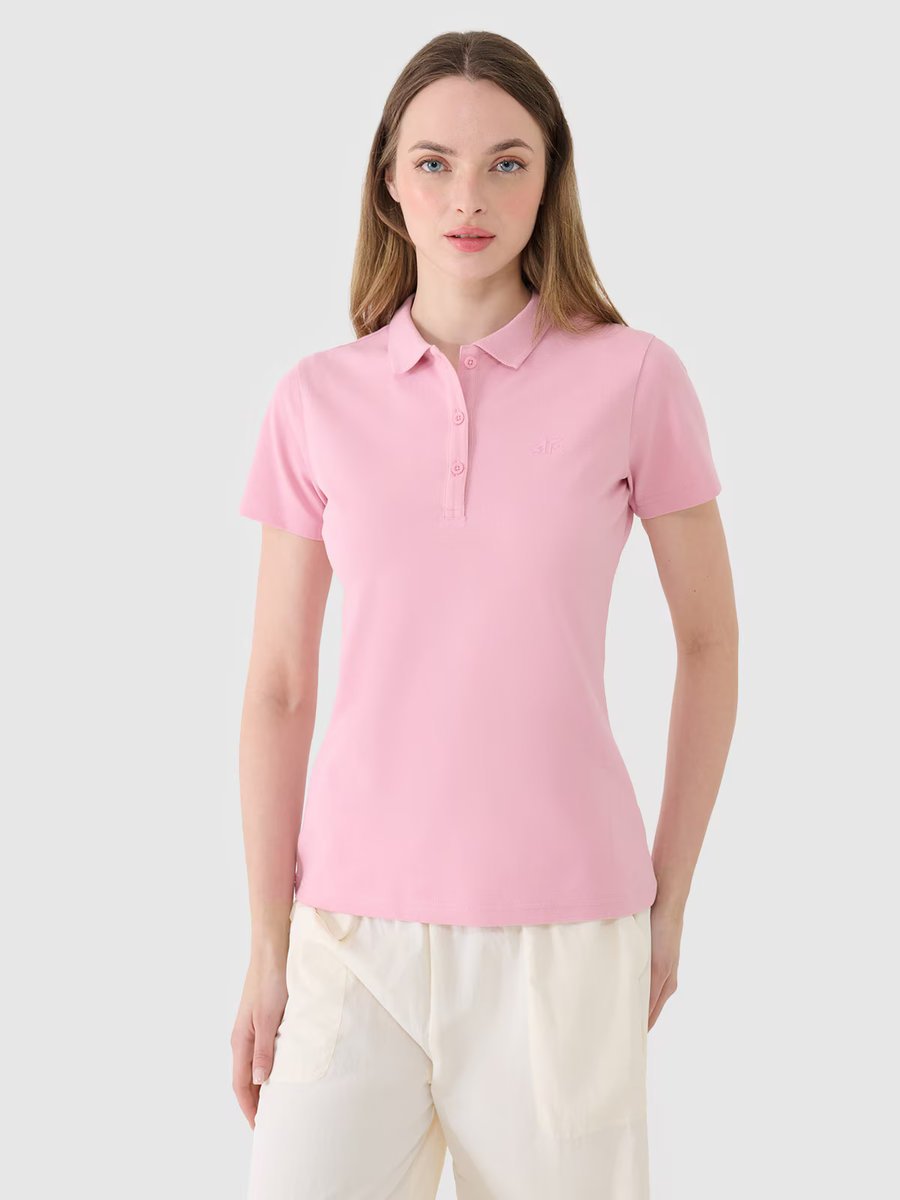 Koszulka polo slim damska 4F 4FWMM00TPTSF365-56S Różowy Roz. 2XL