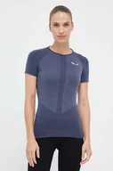 Koszulki sportowe damskie - Salewa t-shirt funkcyjny Zebru kolor granatowy - miniaturka - grafika 1
