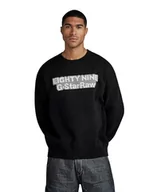 Bluzy męskie - G-STAR RAW Męska bluza z dzianiny Graphic R Loose Knit, Czarny (Dk Black D23936-d488-6484), XL - miniaturka - grafika 1