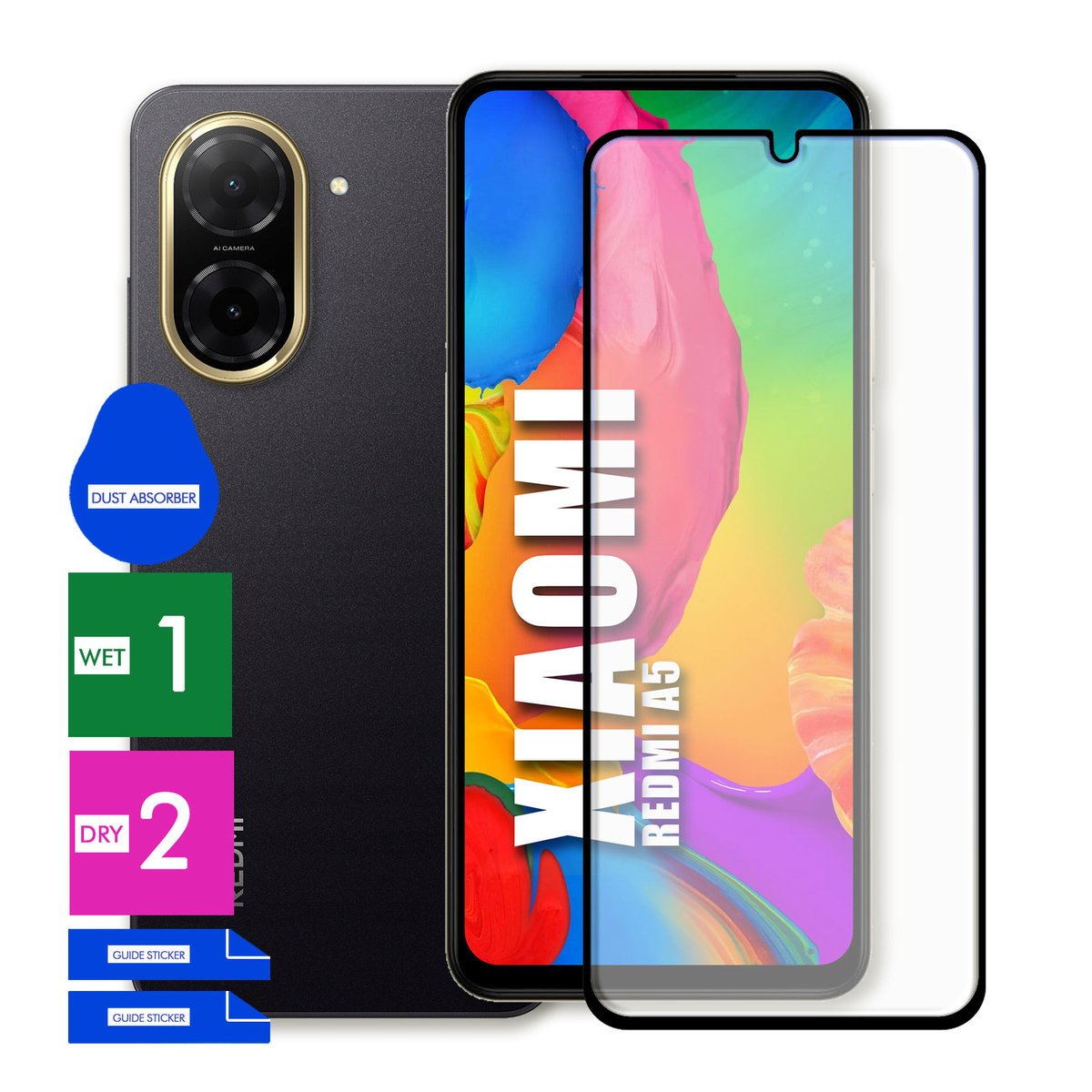 SZKŁO OCHRONNE DO XIAOMI REDMI A5 HARTOWANE 9H PEŁNE CAŁY EKRAN 5D