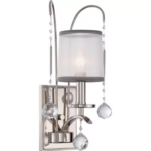 Feiss Kinkiet LAMPA ścienna QZ/WHITNEY1 Elstead abażurowa OPRAWA klasyczna z kryształkami srebrna biała QZ/WHITNEY1 - Lampy ścienne - miniaturka - grafika 1