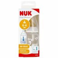 Butelki dla niemowląt - Nuk Butelka z wskaźnikiem temp. 0-6m First Choice popielata 10743876 150 ml - miniaturka - grafika 1