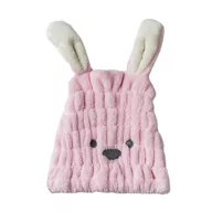 Okrycia kąpielowe dla dzieci - RĘCZNIK TURBAN DO SUSZENIA WŁOSÓW MIKROFIBRA MIŚ RÓŻOWY - miniaturka - grafika 1