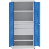 Pozostałe wyposażenie warsztatu - KOVONA Metalowa szafa warsztatowa, 1950x950x500 mm, 2 półki, 3 szuflady S44100.2.B5.2.4K - miniaturka - grafika 1