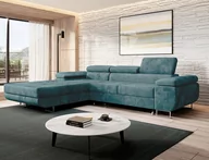 Narożniki - Turkusowy narożnik z funkcją spania lewostronny NORBERG z dużym pojemnikiem na pościel. - miniaturka - grafika 1