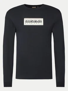Napapijri Longsleeve S-Box Logo NP0A4I3M Czarny Regular Fit - Koszulki męskie - miniaturka - grafika 1