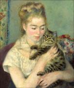 Plakaty - Galeria Plakatu, Plakat, Woman With A Cat, Auguste Renoir, 60x80 cm - miniaturka - grafika 1