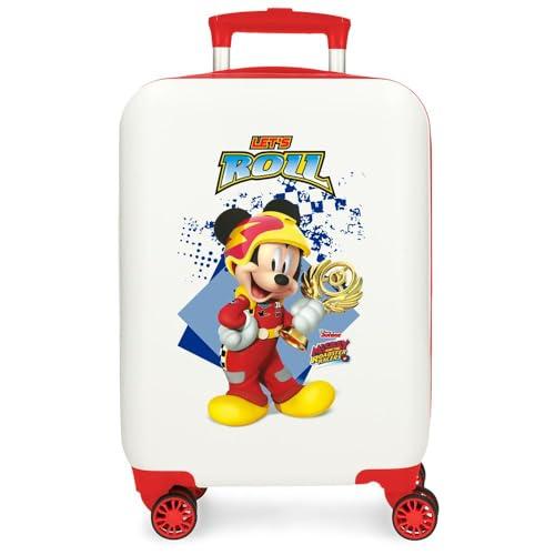 Joumma Disney Mickey & Minnie Joy Walizka kabinowa biała 33 x 50 x 20 cm sztywne zapięcie szyfrowe z boku ABS 28,4L 2 kg 4 podwójne koła bagaż ręczny, biała, walizka kabinowa