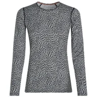 Koszulki sportowe damskie - Damska koszulka Icebreaker Women Merino 200 Oasis LS Crewe Flock Forms AOP Rozmiar: S / Kolor: biały/czarny - miniaturka - grafika 1