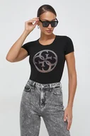 Koszulki sportowe damskie - Guess t-shirt damski kolor czarny - miniaturka - grafika 1