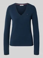 Swetry damskie - Sweter z dzianiny o kroju slim fit z czystej wełny - miniaturka - grafika 1