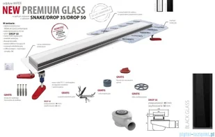 Wiper New Premium Black Glass Odpływ liniowy z kołnierzem 70 cm syfon drop 50 poler 500.0385.01.070 | - Syfony - miniaturka - grafika 3