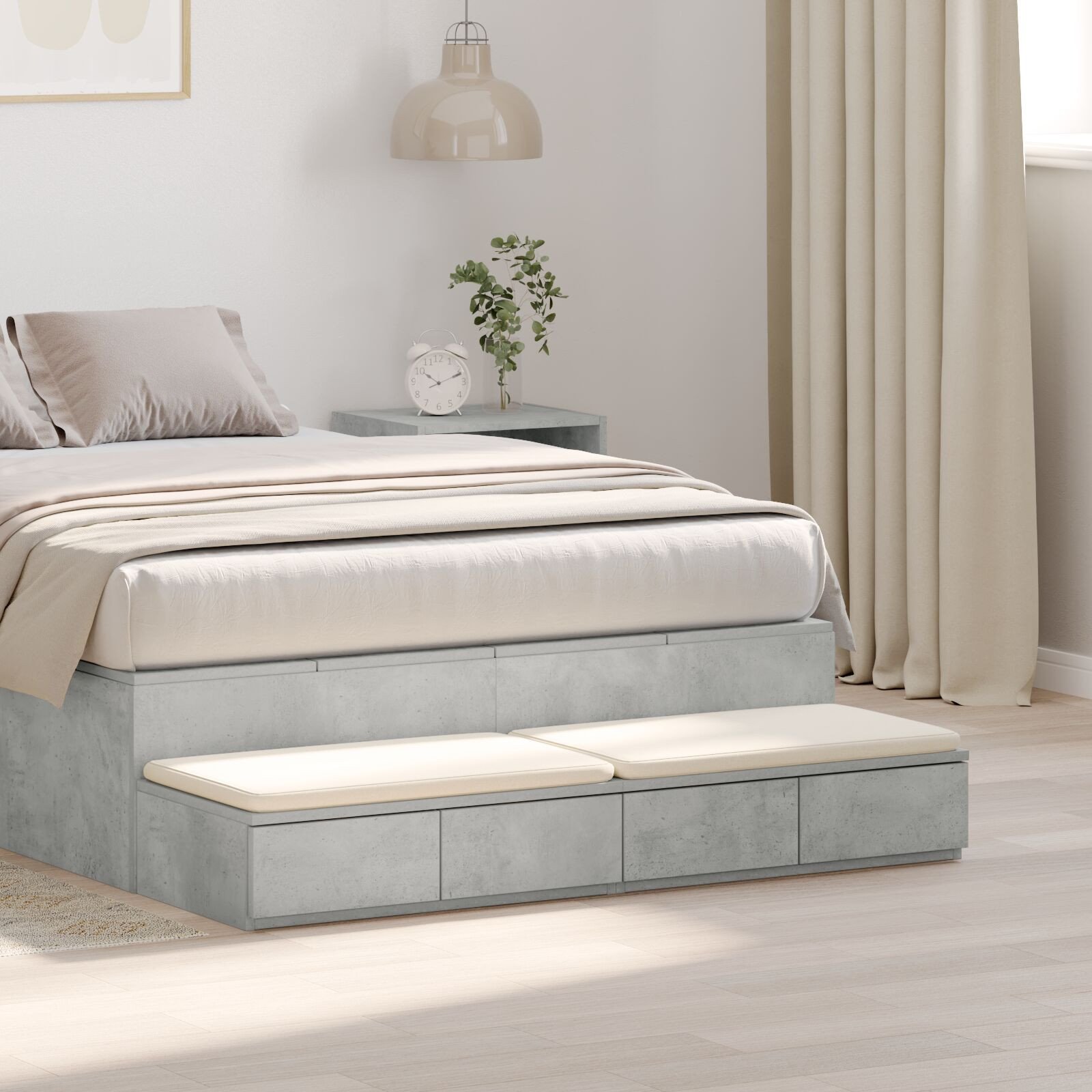 vidaXL Szuflady stół z betonu szary 120x36.5x16.5 cm z drewna
