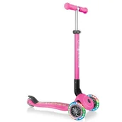 Hulajnogi - Hulajnoga 3-kołowa Globber Primo Foldable Lights 434-110 Neon Pink - Flowers - miniaturka - grafika 1
