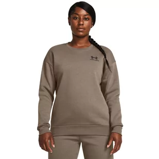 Damska bluza dresowa nierozpinana bez kaptura Under Armour Essential Fleece Crew - brązowa - UNDER ARMOUR - Koszulki sportowe damskie - miniaturka - grafika 1