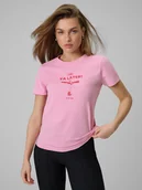 Koszulki i topy damskie - 4F T-shirt regular z nadrukiem damski - różowy XXL - miniaturka - grafika 1