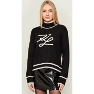 Swetry damskie - Karl Lagerfeld Półgolf Soutache Autograph Loose fit z dodatkiem wełny - miniaturka - grafika 1