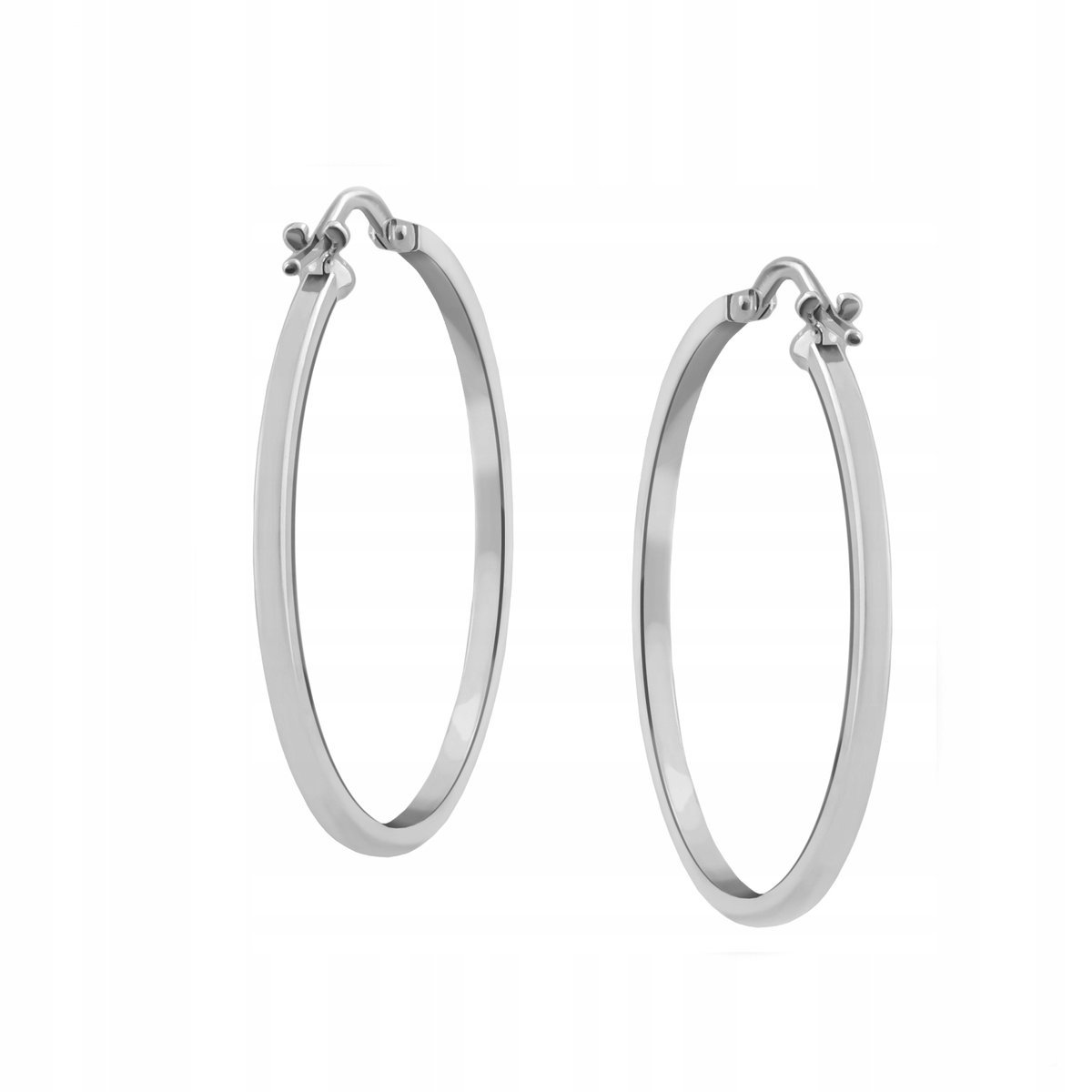 Kolczyki Koła Srebrne pr. 925 Eleganckie Rodowane Gładkie Ø 3,0 cm