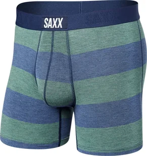 SAXX Bokserki męskie szybkoschnące SAXX VIBE Boxer Brief w pasy - granatowe S - Majtki męskie - miniaturka - grafika 1