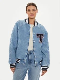 Tommy Jeans Kurtka jeansowa Letterman DW0DW18202 Niebieski Oversize - Kurtki damskie - miniaturka - grafika 1