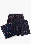 Majtki damskie - Atlantic 2-pack luźne bokserki męskie 2GMB-010-GRANATOWY, Kolor granatowy-wzór, Rozmiar L, ATLANTIC - Intymna - miniaturka - grafika 1