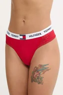 Majtki damskie - Tommy Hilfiger stringi kolor czerwony z koronki UW0UW05619 - miniaturka - grafika 1