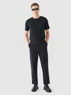 Spodnie męskie - Męskie spodnie casual tkaninowe Outhorn OTHWAW24TTROM1075 - czarne - miniaturka - grafika 1