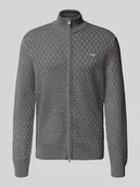 Swetry męskie - Kurtka z dzianiny z fakturowanym wzorem - miniaturka - grafika 1