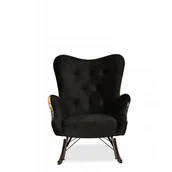 Fotele - Fotel bujany uszak Luna Print Duo czarna Monstera - miniaturka - grafika 1