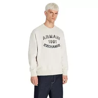 Swetry męskie - Armani Exchange Męska bluza bawełniana French Terry Embroidered Plaid Logo Sweter Bluza, szary (Moonstruck), L - miniaturka - grafika 1