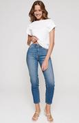 Spodnie damskie - Niebieskie damskie jeansy mom fit z wysokim stanem CON-187, Kolor jeans, Rozmiar L, Conte - Primodo.com - miniaturka - grafika 1