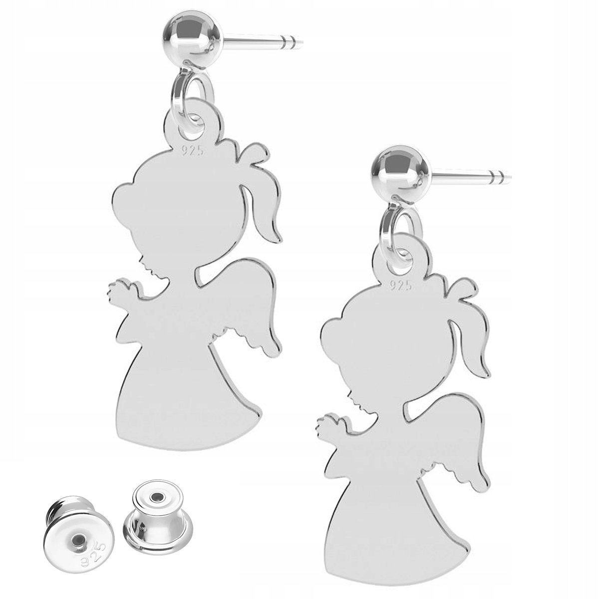 Kolczyki Srebrne Anioły Aniołki Anioł Angel Aniołek Stróż SREBRO 925