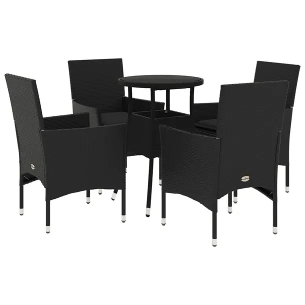Zestaw mebli ogrodowych czarny, rattan PE, stół 60 x 75 cm, krzesła 53 x