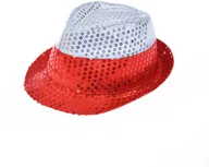 Dodatki do strojów karnawałowych - Cekinowy kapelusz kibica biało-czerwony - 1 szt. - miniaturka - grafika 1