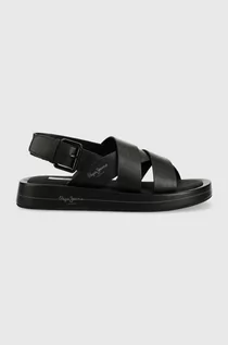 Sandały damskie - Pepe Jeans sandały SUMMER damskie kolor czarny na platformie PLS90578 - grafika 1